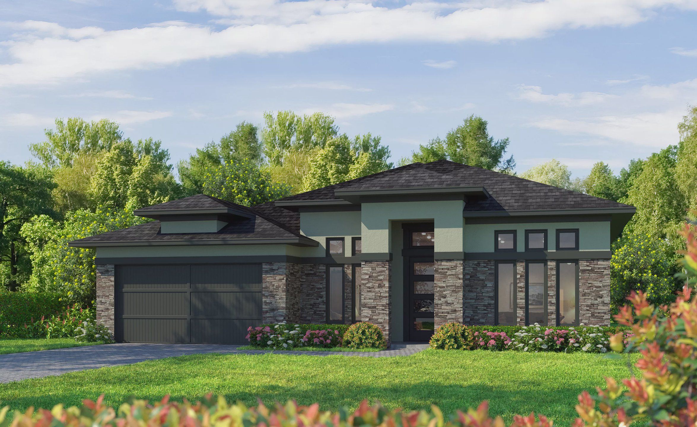 Front exterior of a new home in Mosaic, Daytona Beach, FL, highlighting curb appeal (Image 1). Front exterior of a new home in Mosaic, Daytona Beach, FL, highlighting curb appeal (Image 1).