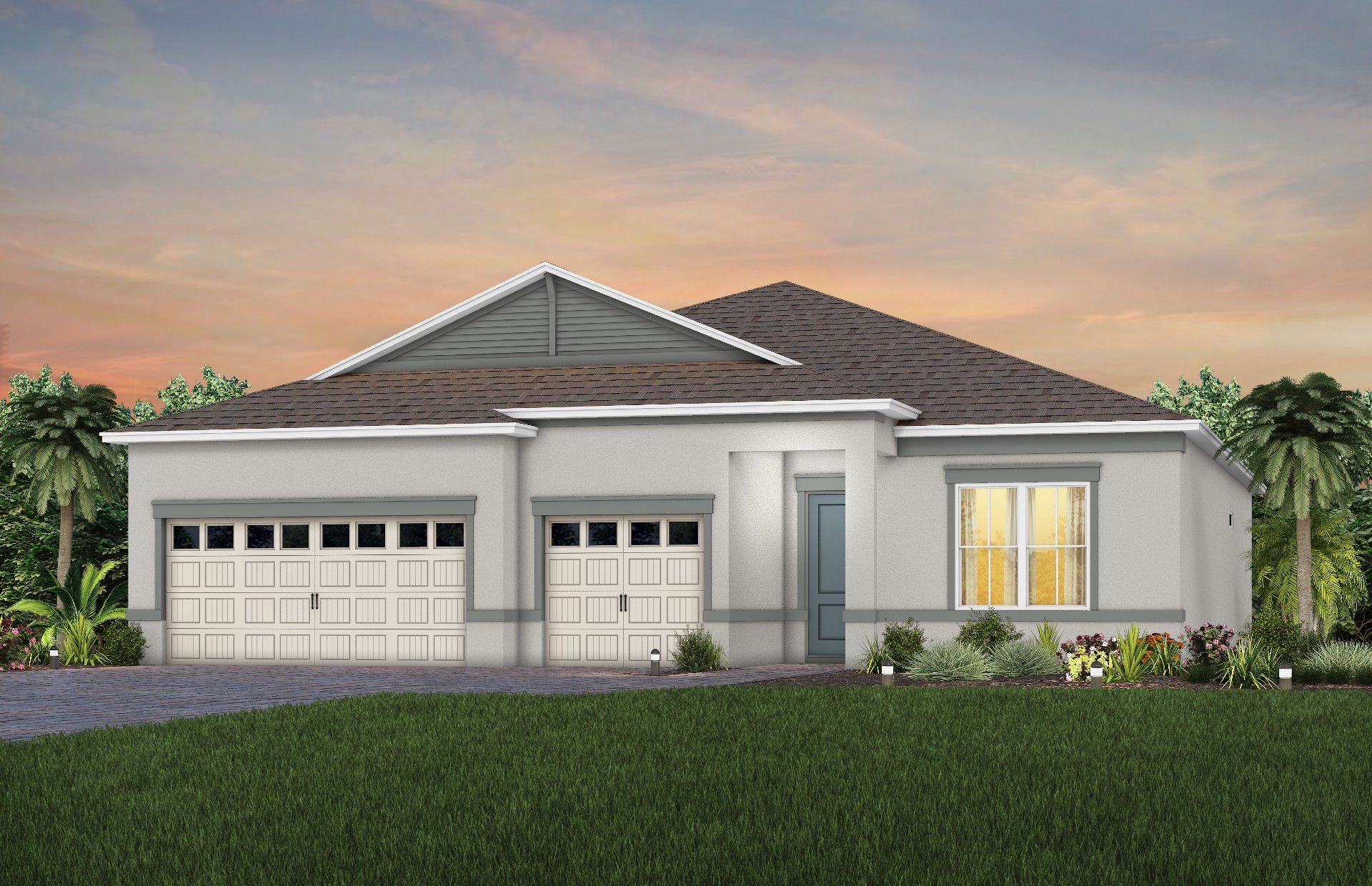Front exterior of a new home in Willow Ridge, Montverde, FL, highlighting curb appeal (Image 1). Front exterior of a new home in Willow Ridge, Montverde, FL, highlighting curb appeal (Image 1).