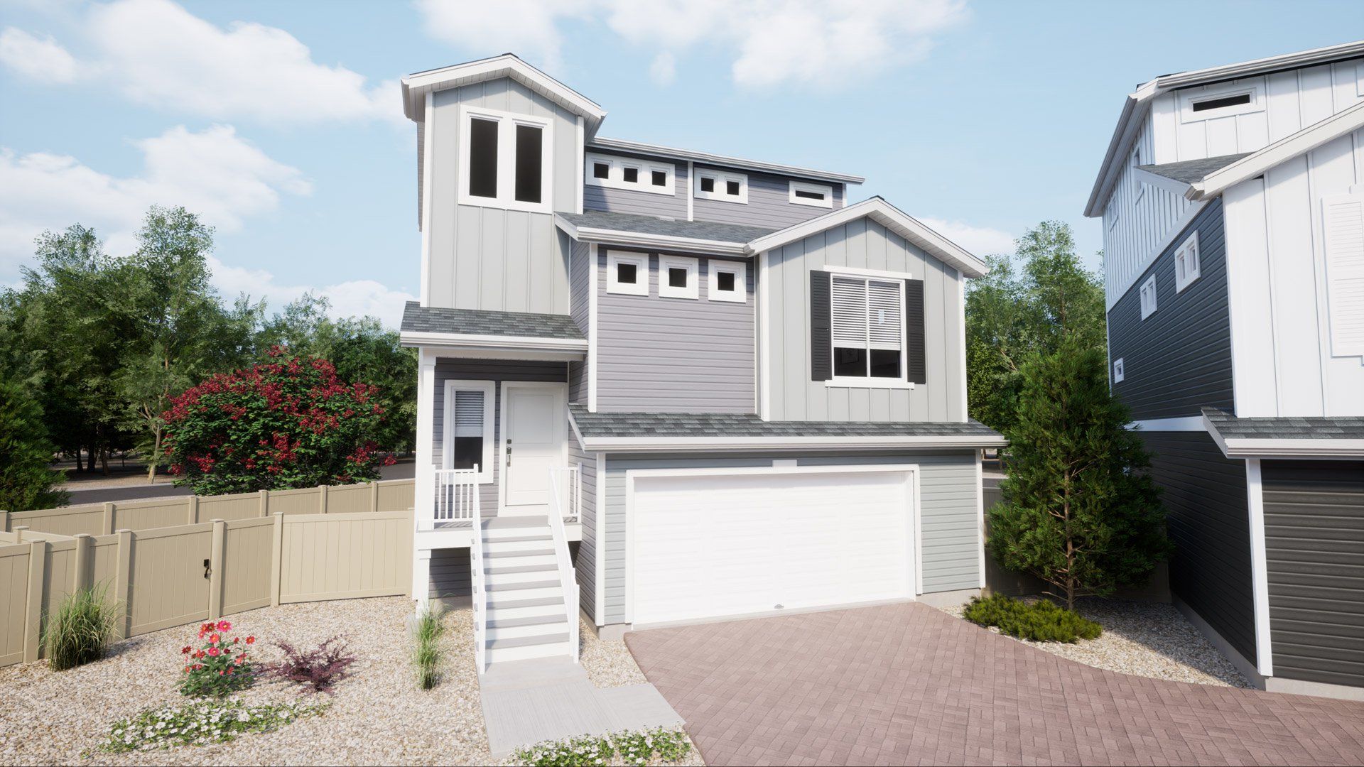 Representative exterior photo of a completed home built from the Haflinger by Oakwood Homes Co in Muegge Farms, Bennett, CO (Image 1). Representative exterior photo of a completed home built from the Haflinger by Oakwood Homes Co in Muegge Farms, Bennett, CO (Image 1).