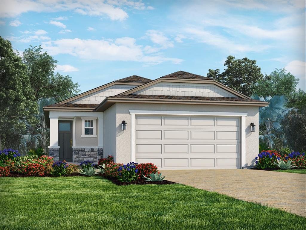 Front exterior of a new home in Cyrene at Minneola, Minneola, FL, highlighting curb appeal (Image 1). Front exterior of a new home in Cyrene at Minneola, Minneola, FL, highlighting curb appeal (Image 1).