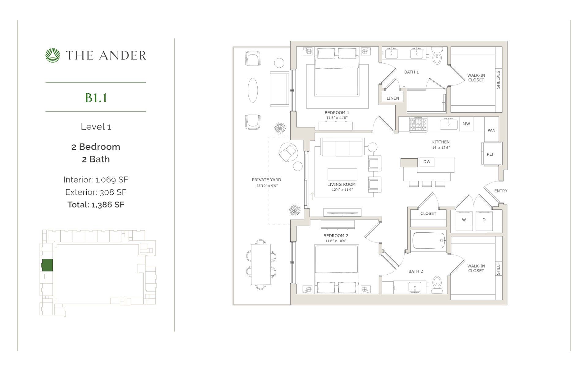 2D floor plan layout for the B1.1 by Ledgestone Development Group in The Ander, Austin, TX (Image 1). 2D floor plan layout for the B1.1 by Ledgestone Development Group in The Ander, Austin, TX (Image 1).