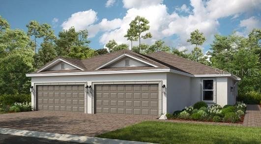 Front exterior of a new home in Skye Ranch Community Group Page, Sarasota, FL, highlighting curb appeal (Image 1). Front exterior of a new home in Skye Ranch Community Group Page, Sarasota, FL, highlighting curb appeal (Image 1).