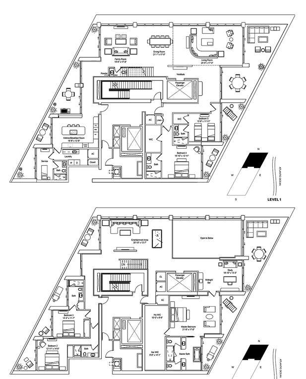 2D floor plan layout for the Upper Sky Villa North by Fortune International Group in Jade Signature, Sunny Isles Beach, FL (Image 1). 2D floor plan layout for the Upper Sky Villa North by Fortune International Group in Jade Signature, Sunny Isles Beach, FL (Image 1).