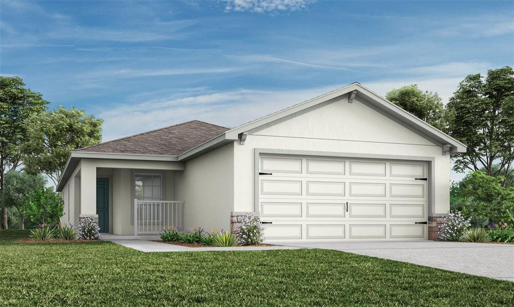 Front exterior of a new home in Lakeside Preserve, Lakeland, FL, highlighting curb appeal (Image 1). Front exterior of a new home in Lakeside Preserve, Lakeland, FL, highlighting curb appeal (Image 1).