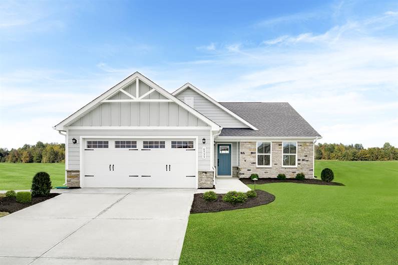 Representative exterior photo of a completed home built from the Grand Cayman Basement by Ryan Homes in Basildon Ranches, Lancaster, SC (Image 1). Representative exterior photo of a completed home built from the Grand Cayman Basement by Ryan Homes in Basildon Ranches, Lancaster, SC (Image 1).