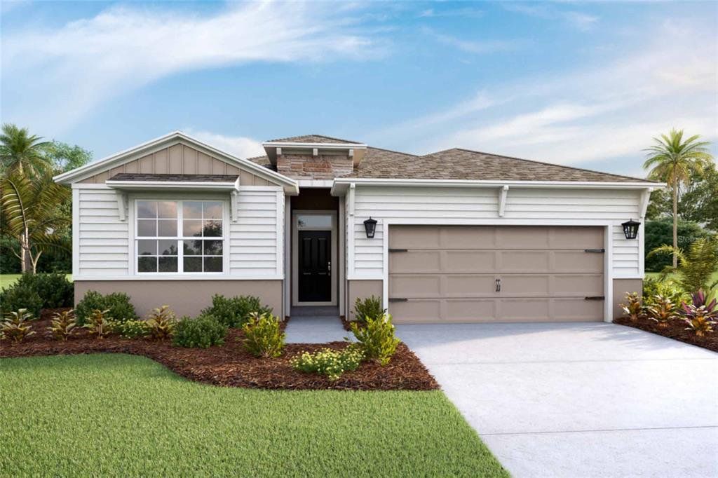Front exterior of a new home in Ocala Preserve, Ocala, FL, highlighting curb appeal (Image 1).