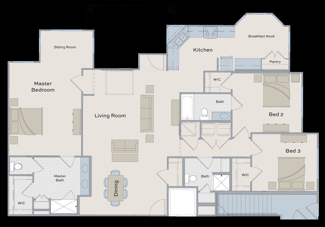 2D floor plan layout for the The Huger by New Leaf Builders in Middleborough Condos at Shadowmoss, Charleston, SC (Image 1). 2D floor plan layout for the The Huger by New Leaf Builders in Middleborough Condos at Shadowmoss, Charleston, SC (Image 1).
