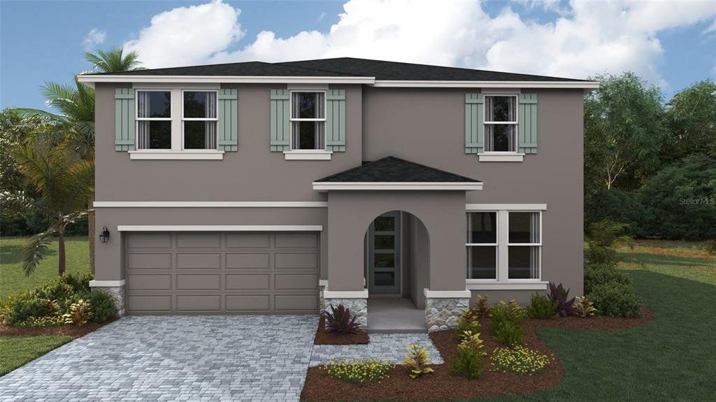 Front exterior of a new home in Legacy Preserve, Parrish, FL, highlighting curb appeal (Image 1). Front exterior of a new home in Legacy Preserve, Parrish, FL, highlighting curb appeal (Image 1).