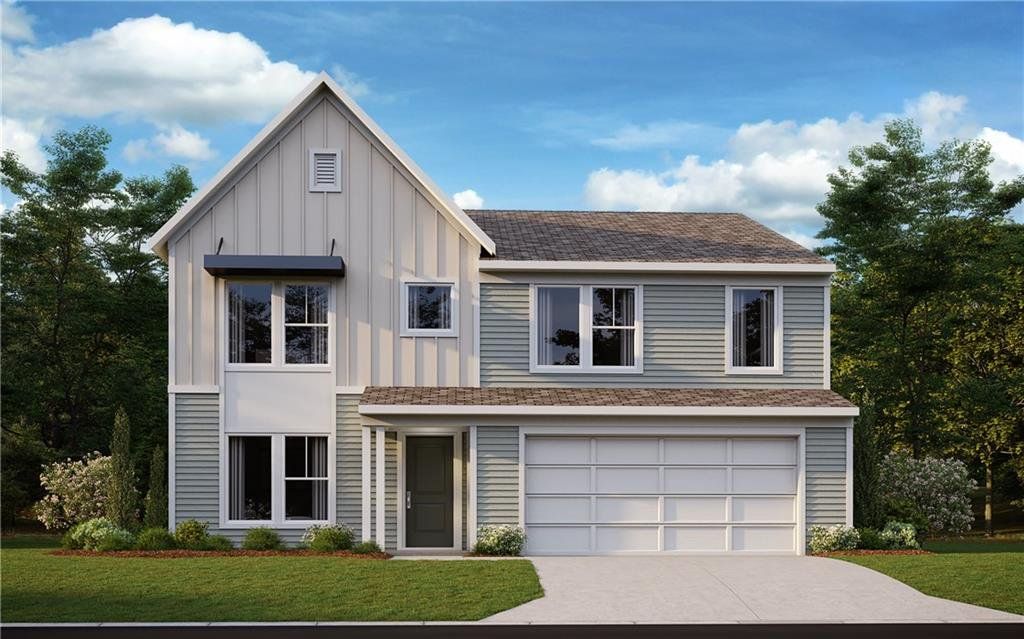 Front exterior of a new home in Sage Woods, Dallas, GA, highlighting curb appeal (Image 1). Front exterior of a new home in Sage Woods, Dallas, GA, highlighting curb appeal (Image 1).