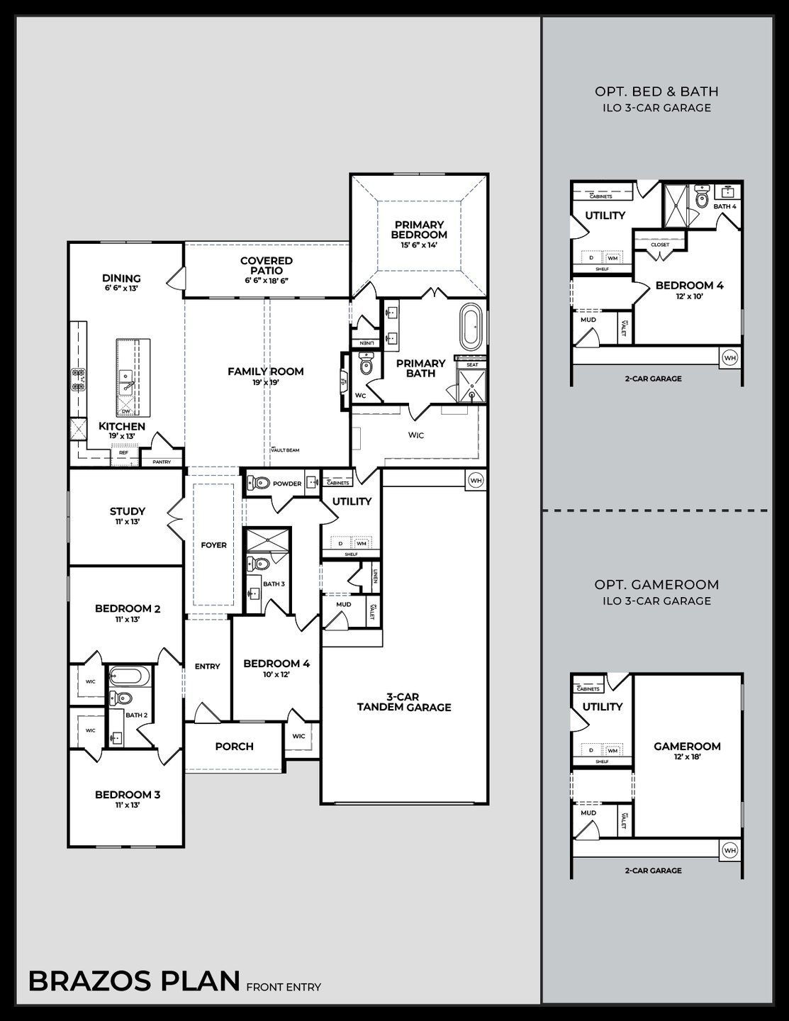 2D floor plan layout for the Brazos by Dunhill Homes in Freeman Ranch, Weatherford, TX (Image 1). 2D floor plan layout for the Brazos by Dunhill Homes in Freeman Ranch, Weatherford, TX (Image 1).