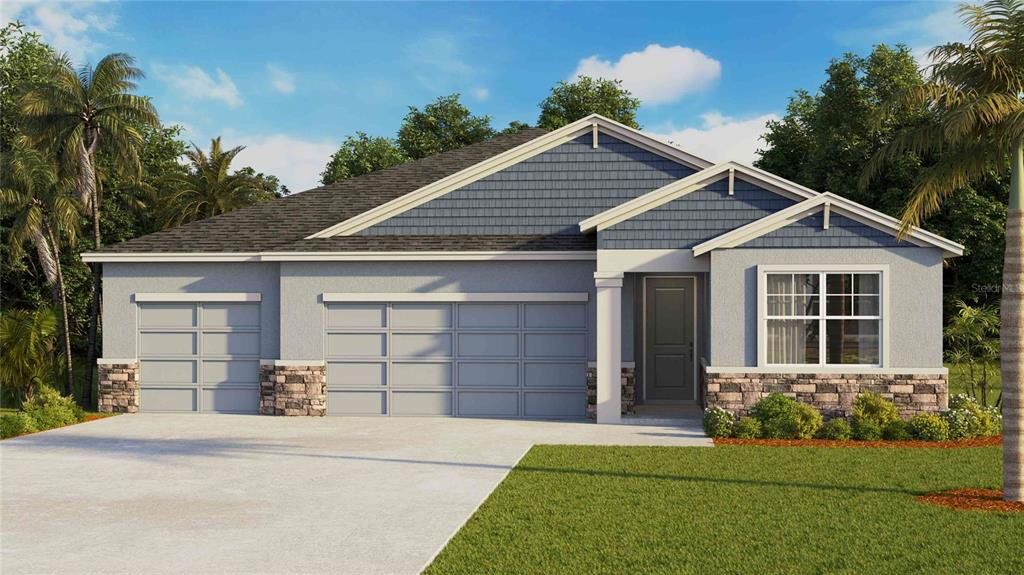 Front exterior of a new home in , Zephyrhills, FL, highlighting curb appeal (Image 1). Front exterior of a new home in , Zephyrhills, FL, highlighting curb appeal (Image 1).