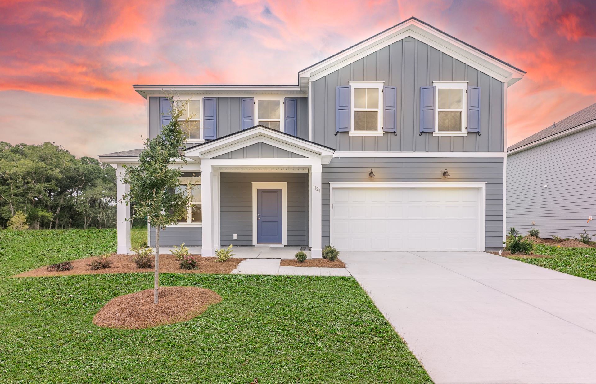 Front exterior of a new home in Salem Bay, Beaufort, SC, highlighting curb appeal (Image 1).