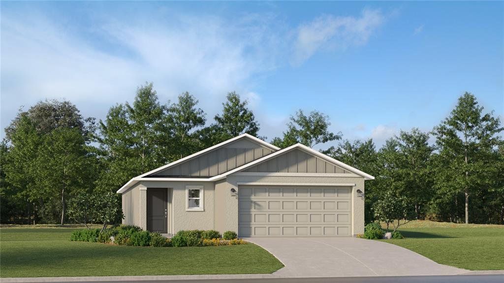 Front exterior of a new home in Marion Ranch: Marion Ranch 40's, Ocala, FL, highlighting curb appeal (Image 1).
