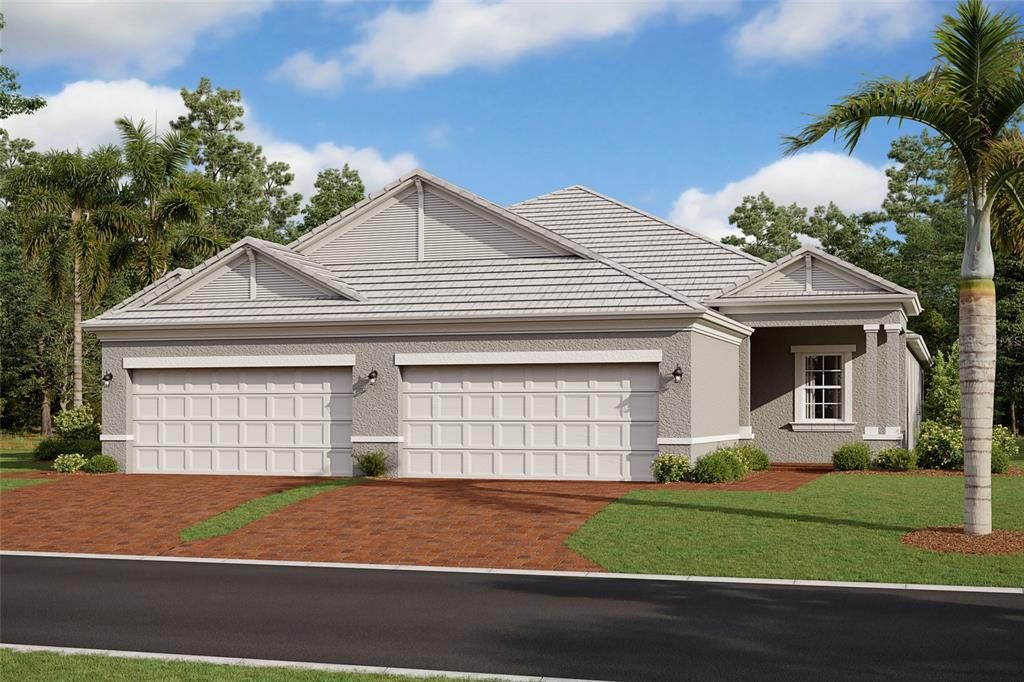 Front exterior of a new home in Sweetwater at Lakewood Ranch, Lakewood Ranch, FL, highlighting curb appeal (Image 1). Front exterior of a new home in Sweetwater at Lakewood Ranch, Lakewood Ranch, FL, highlighting curb appeal (Image 1).