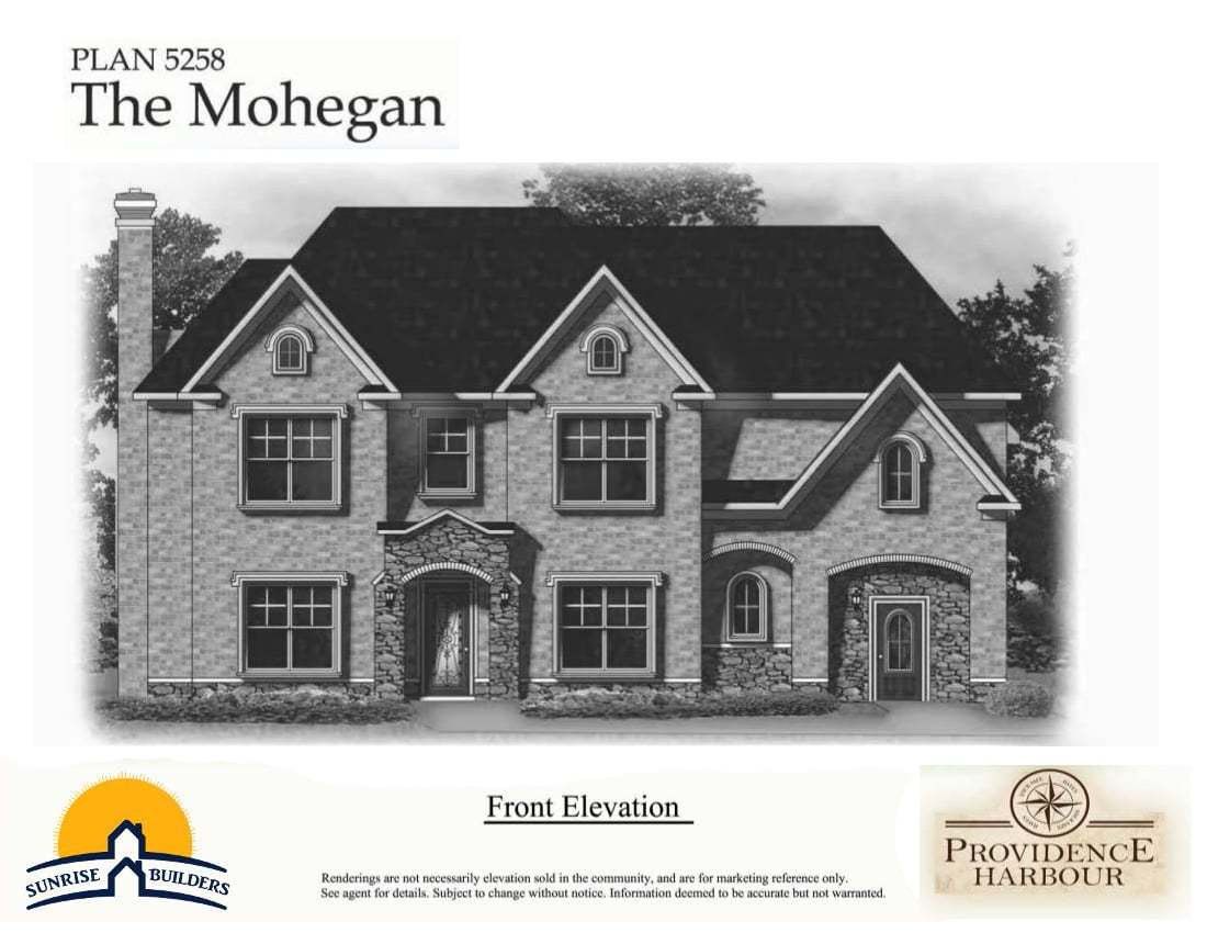 Representative exterior photo of a completed home built from the Mohegan by Sunrise Builders, Inc in Dawson Creek, Jonesboro, GA (Image 1).