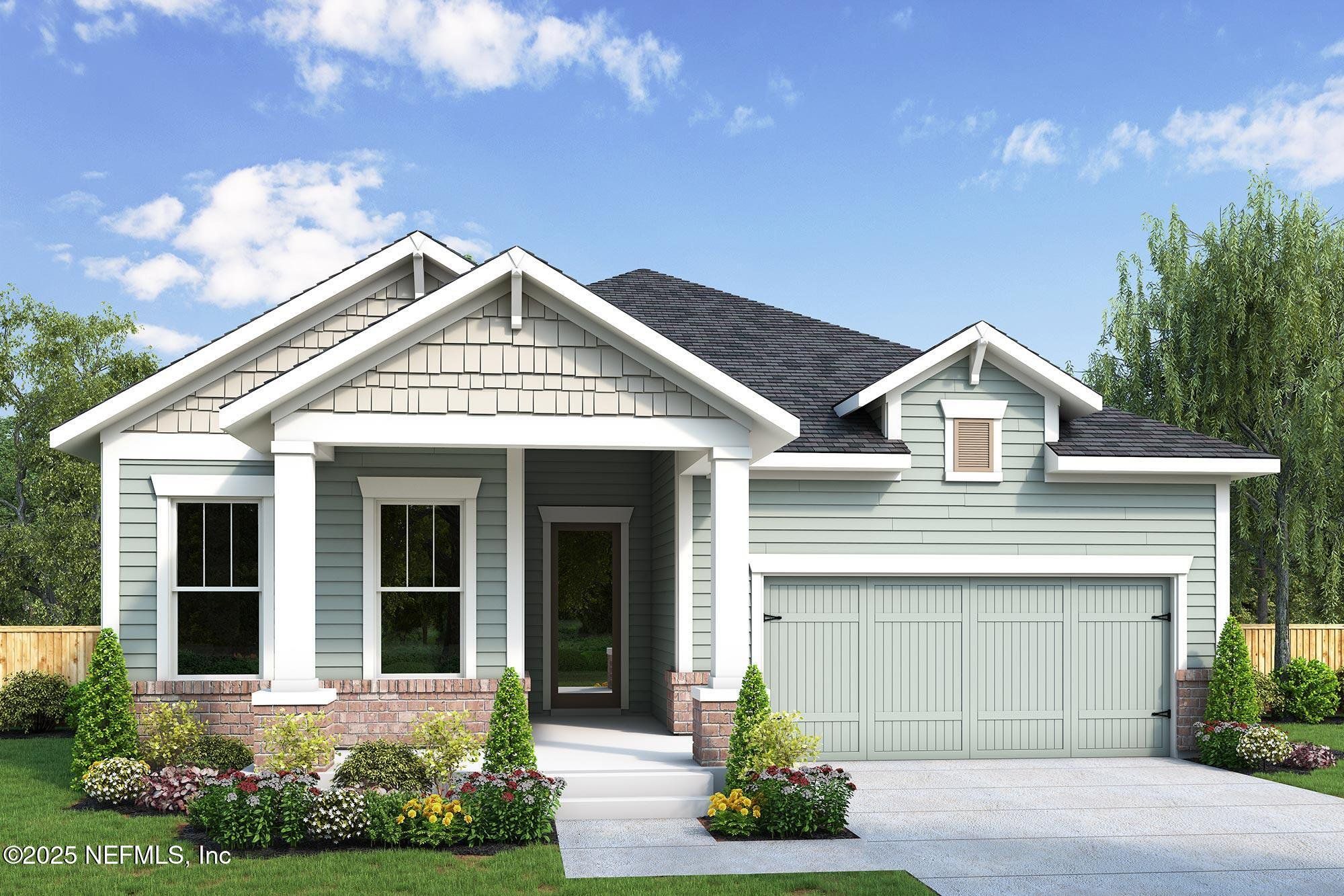 Front exterior of a new home in Seven Pines 50' Front Entry, Jacksonville, FL, highlighting curb appeal (Image 1). Front exterior of a new home in Seven Pines 50' Front Entry, Jacksonville, FL, highlighting curb appeal (Image 1).