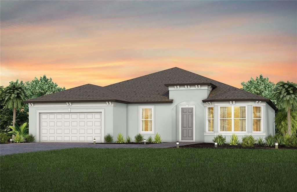 Front exterior of a new home in Del Webb River Reserve, Spring Hill, FL, highlighting curb appeal (Image 1). Front exterior of a new home in Del Webb River Reserve, Spring Hill, FL, highlighting curb appeal (Image 1).