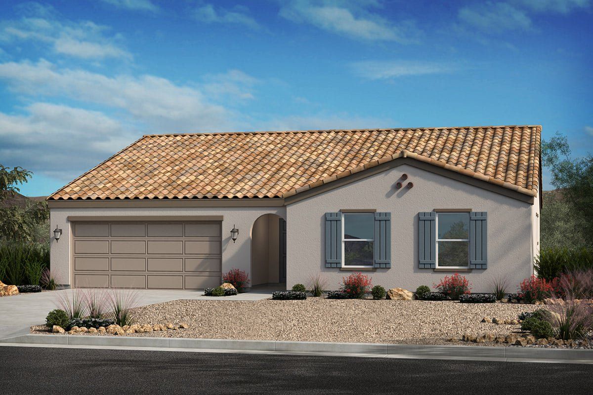 Front exterior of a new home in Arroyo Vista II, Casa Grande, AZ, highlighting curb appeal (Image 1). Front exterior of a new home in Arroyo Vista II, Casa Grande, AZ, highlighting curb appeal (Image 1).