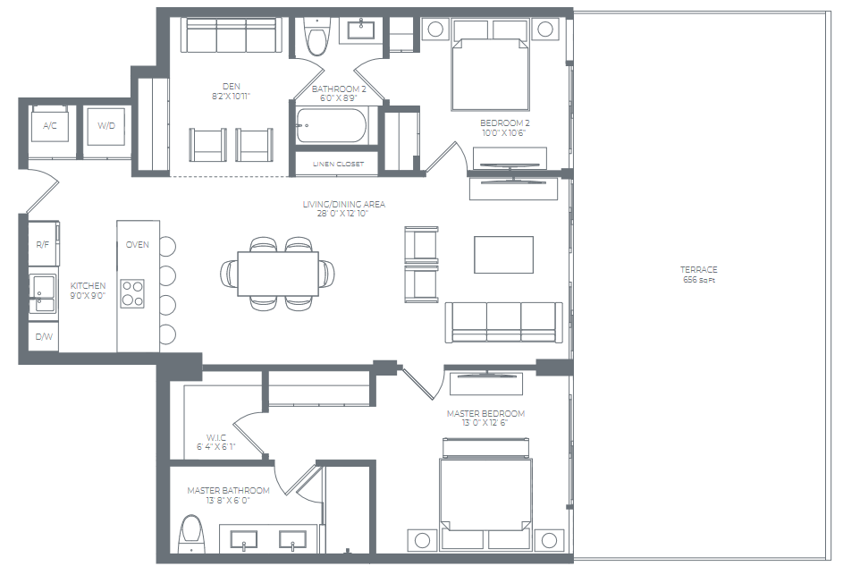 2D floor plan layout for the Residence 05 (Floor 3) by Alta Developers in Alana Bay Harbor Islands, Bay Harbor Islands, FL (Image 1).