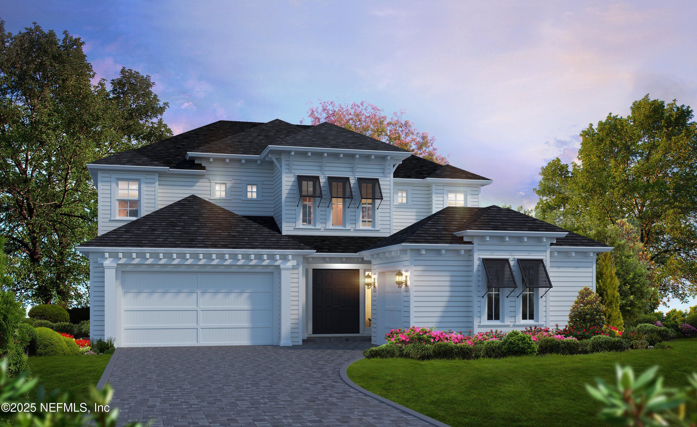 Front exterior of a new home in Middlebourne, St. Johns, FL, highlighting curb appeal (Image 1).
