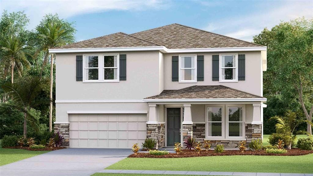 Front exterior of a new home in Archer at Two Rivers, Zephyrhills, FL, highlighting curb appeal (Image 1).