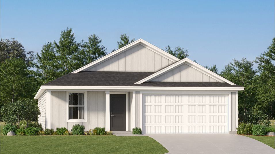 Front exterior of a new home in Horizon's Edge, Milton, FL, highlighting curb appeal (Image 1). Front exterior of a new home in Horizon's Edge, Milton, FL, highlighting curb appeal (Image 1).
