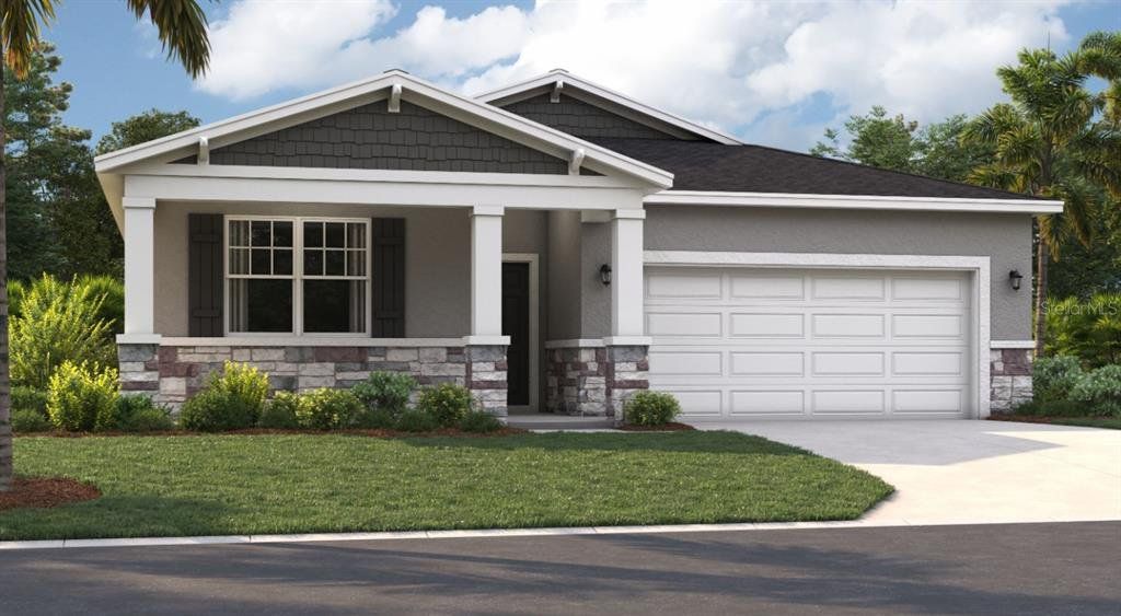 Front exterior of a new home in Wynnstone, Davenport, FL, highlighting curb appeal (Image 1). Front exterior of a new home in Wynnstone, Davenport, FL, highlighting curb appeal (Image 1).