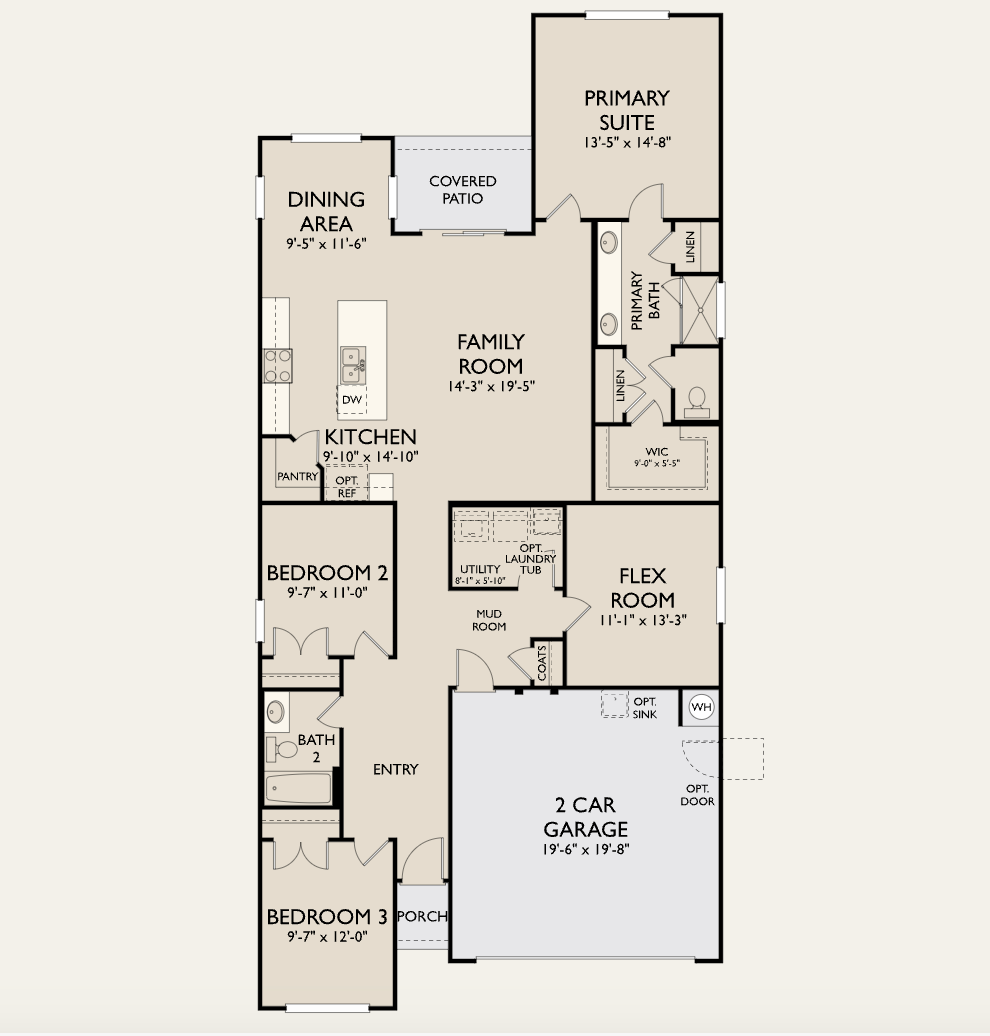 2D floor plan layout for the Cartwright by Ashton Woods in Covered Bridge, Hutto, TX (Image 1).