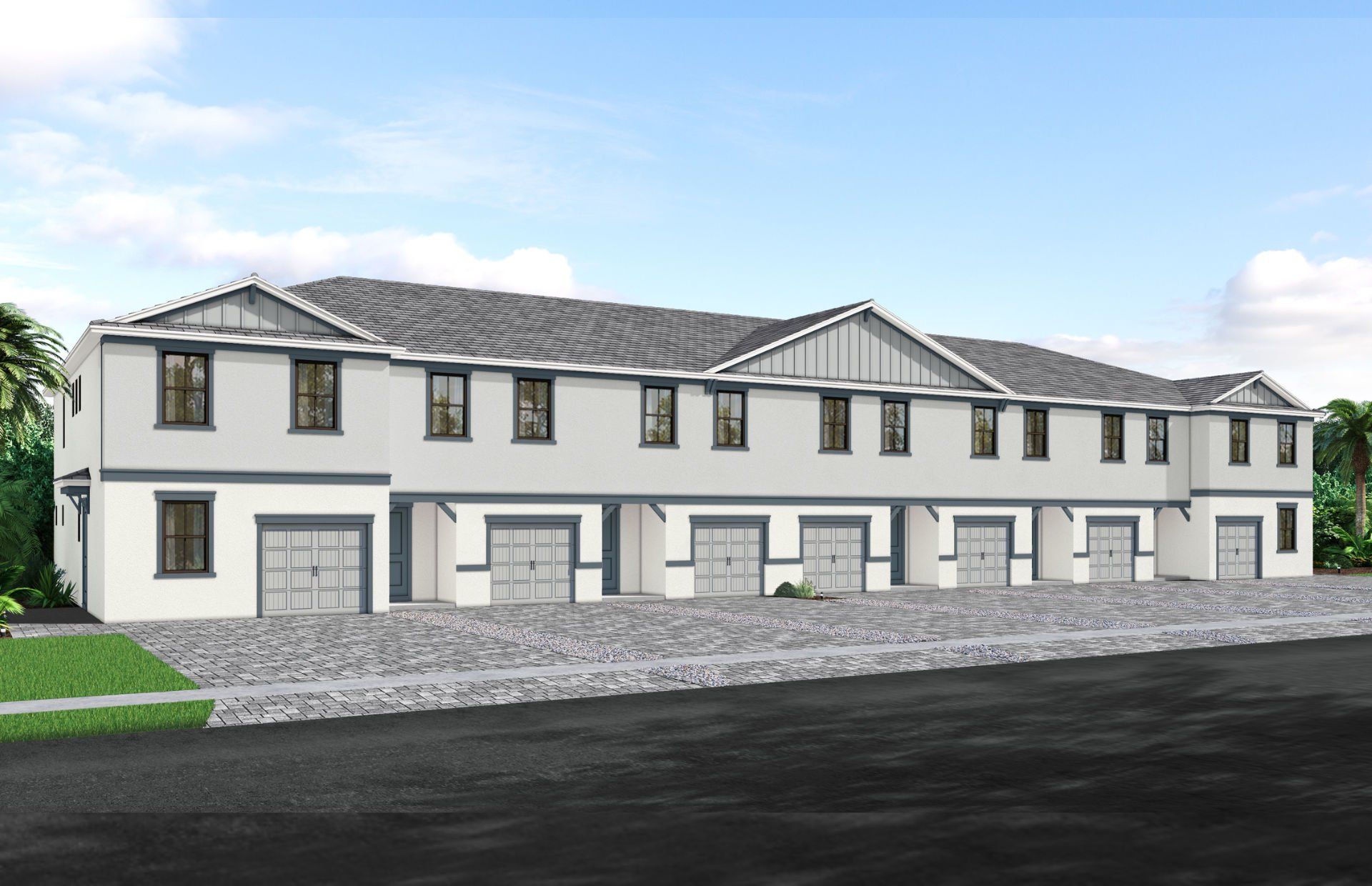 Front exterior of a new home in Everton, Lantana, FL, highlighting curb appeal (Image 1). Front exterior of a new home in Everton, Lantana, FL, highlighting curb appeal (Image 1).