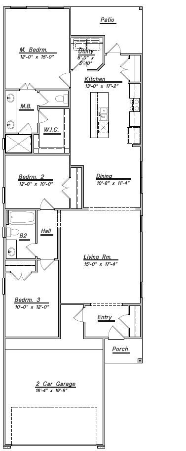 2D floor plan layout for the 1490 - SECTION 50 by Colina Homes in Sunterra, Katy, TX (Image 1). 2D floor plan layout for the 1490 - SECTION 50 by Colina Homes in Sunterra, Katy, TX (Image 1).