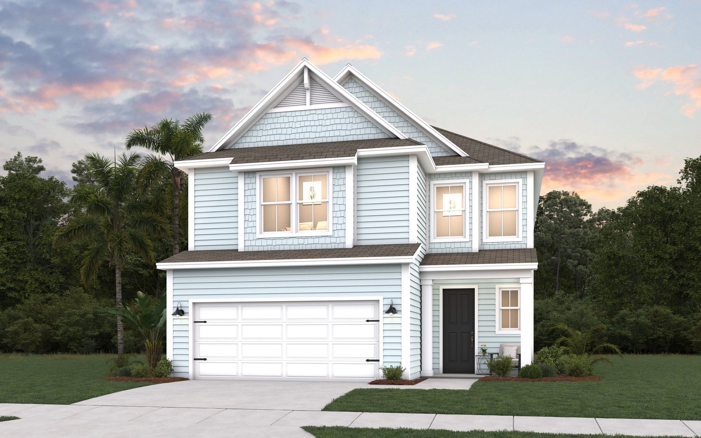 Front exterior of a new home in Sweetgrass Station, Summerville, SC, highlighting curb appeal (Image 1). Front exterior of a new home in Sweetgrass Station, Summerville, SC, highlighting curb appeal (Image 1).