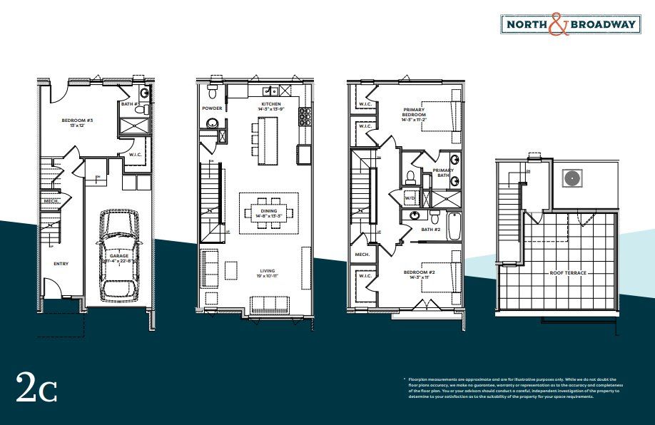2D floor plan layout for the 2C by Concept 8 in North & Broadway, Durham, NC (Image 1).