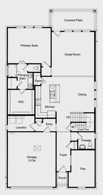 2D floor plan layout for the Jacinta by Taylor Morrison in Nolina 45s, Georgetown, TX (Image 1).