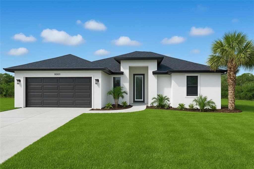 Front exterior of a new home in , North Port, FL, highlighting curb appeal (Image 1). Front exterior of a new home in , North Port, FL, highlighting curb appeal (Image 1).
