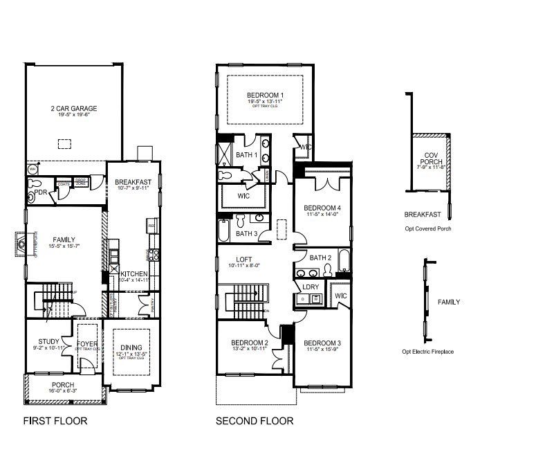 2D floor plan layout for the Adams by D.R. Horton in Oak Grove Hill, Huntersville, NC (Image 1).