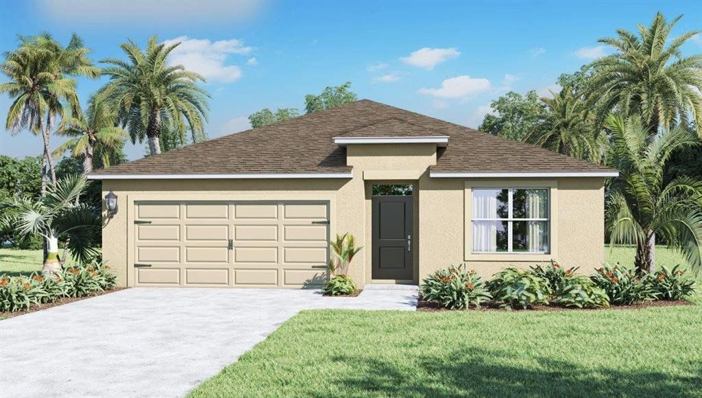 Front exterior of a new home in Cascades, Davenport, FL, highlighting curb appeal (Image 1). Front exterior of a new home in Cascades, Davenport, FL, highlighting curb appeal (Image 1).