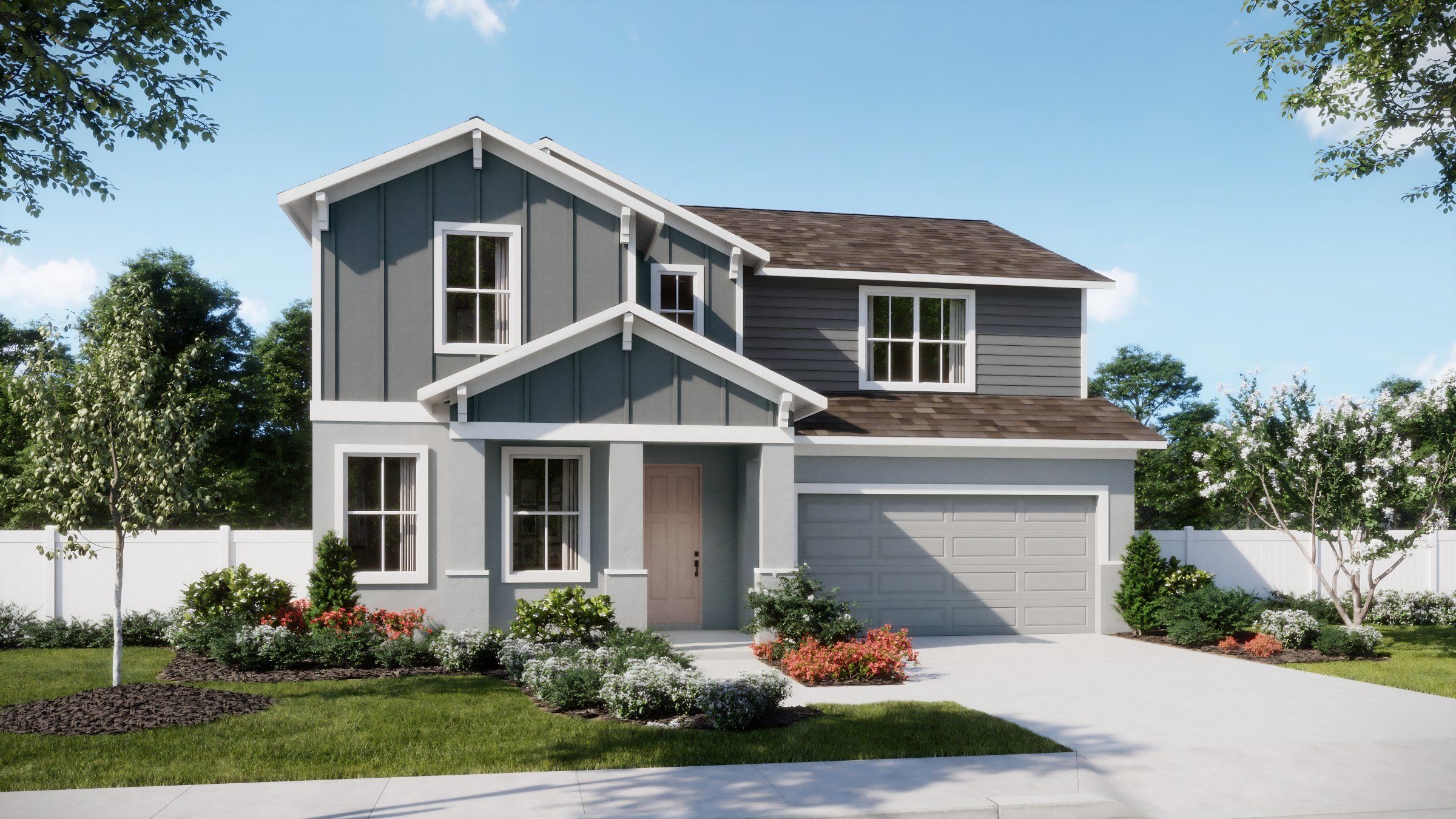 Front exterior of a new home in Watermark, Cocoa, FL, highlighting curb appeal (Image 1). Front exterior of a new home in Watermark, Cocoa, FL, highlighting curb appeal (Image 1).