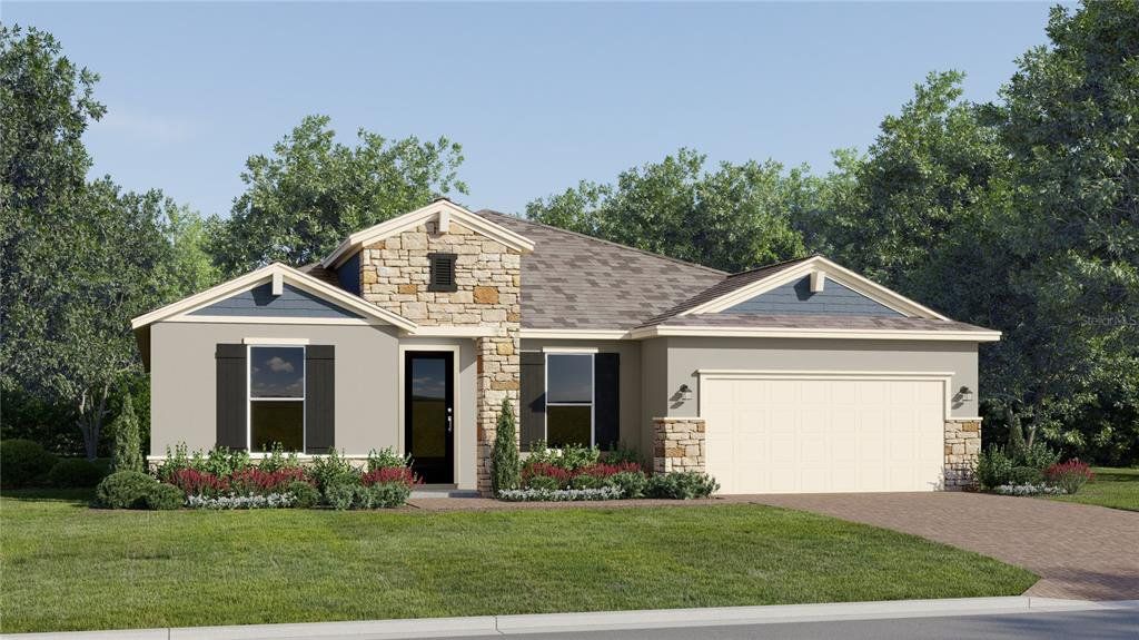 Front exterior of a new home in Bridgewalk, St. Cloud, FL, highlighting curb appeal (Image 1). Front exterior of a new home in Bridgewalk, St. Cloud, FL, highlighting curb appeal (Image 1).
