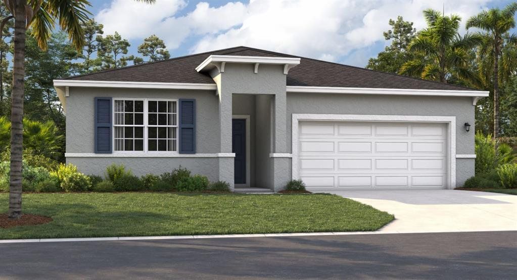 Front exterior of a new home in Hidden Cove, Eustis, FL, highlighting curb appeal (Image 1). Front exterior of a new home in Hidden Cove, Eustis, FL, highlighting curb appeal (Image 1).