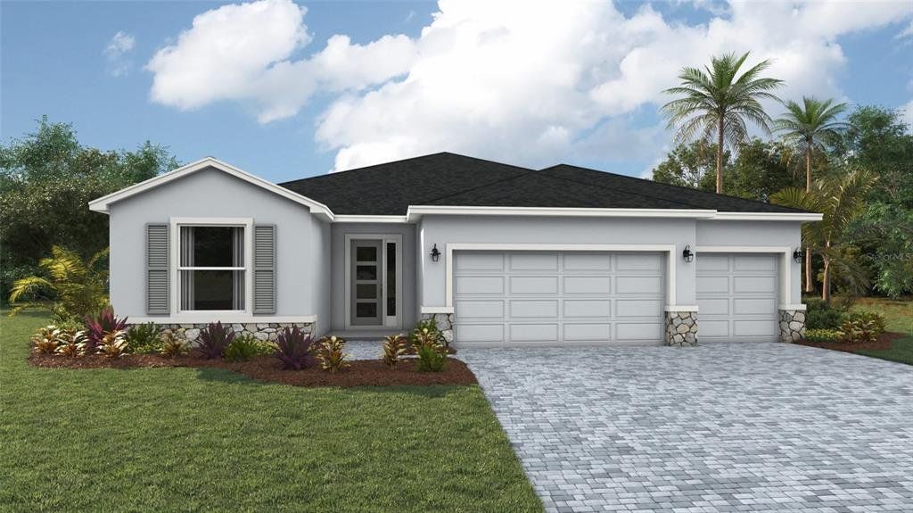 Front exterior of a new home in Legacy Preserve, Parrish, FL, highlighting curb appeal (Image 1). Front exterior of a new home in Legacy Preserve, Parrish, FL, highlighting curb appeal (Image 1).
