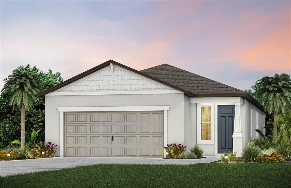 Front exterior of a new home in Del Webb Stone Creek, Ocala, FL, highlighting curb appeal (Image 1). Front exterior of a new home in Del Webb Stone Creek, Ocala, FL, highlighting curb appeal (Image 1).