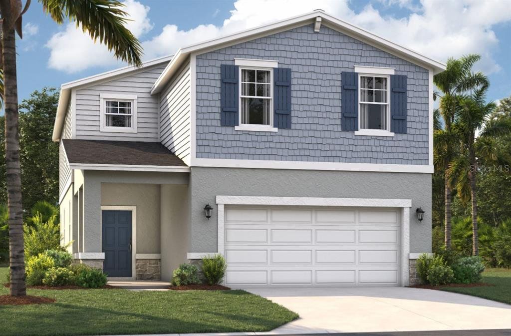 Front exterior of a new home in Watermark, Cocoa, FL, highlighting curb appeal (Image 1).