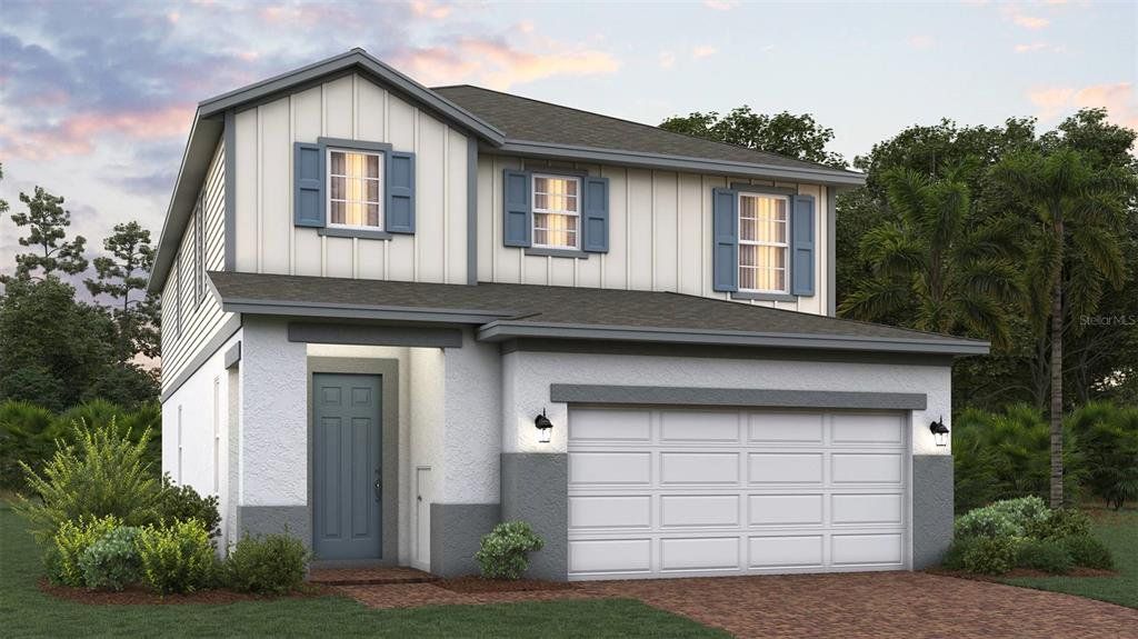 Front exterior of a new home in Eagletail Landings, Howey-in-the-Hills, FL, highlighting curb appeal (Image 1). Front exterior of a new home in Eagletail Landings, Howey-in-the-Hills, FL, highlighting curb appeal (Image 1).