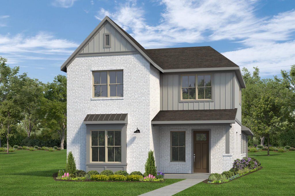 Front exterior of a new home in Riceland, Mont Belvieu, TX, highlighting curb appeal (Image 1). Front exterior of a new home in Riceland, Mont Belvieu, TX, highlighting curb appeal (Image 1).