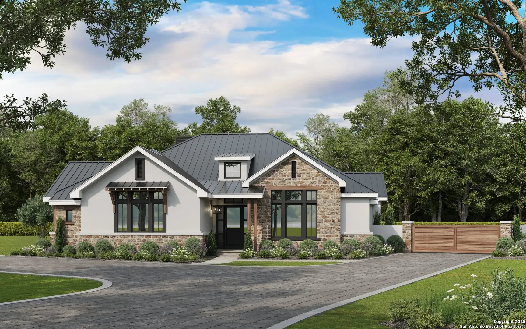 Front exterior of a new home in , Boerne, TX, highlighting curb appeal (Image 1).