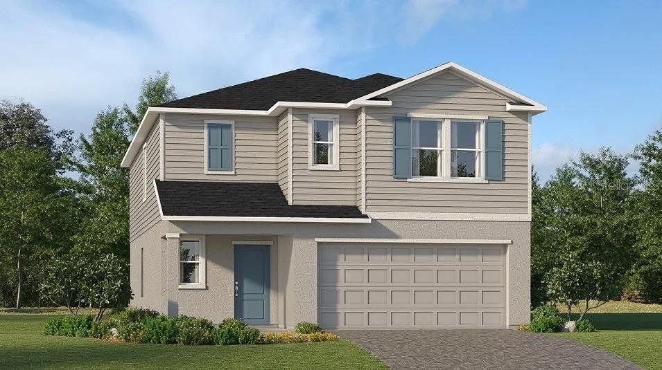 Front exterior of a new home in Lennar at Turnleaf: Americana Series, Punta Gorda, FL, highlighting curb appeal (Image 1).