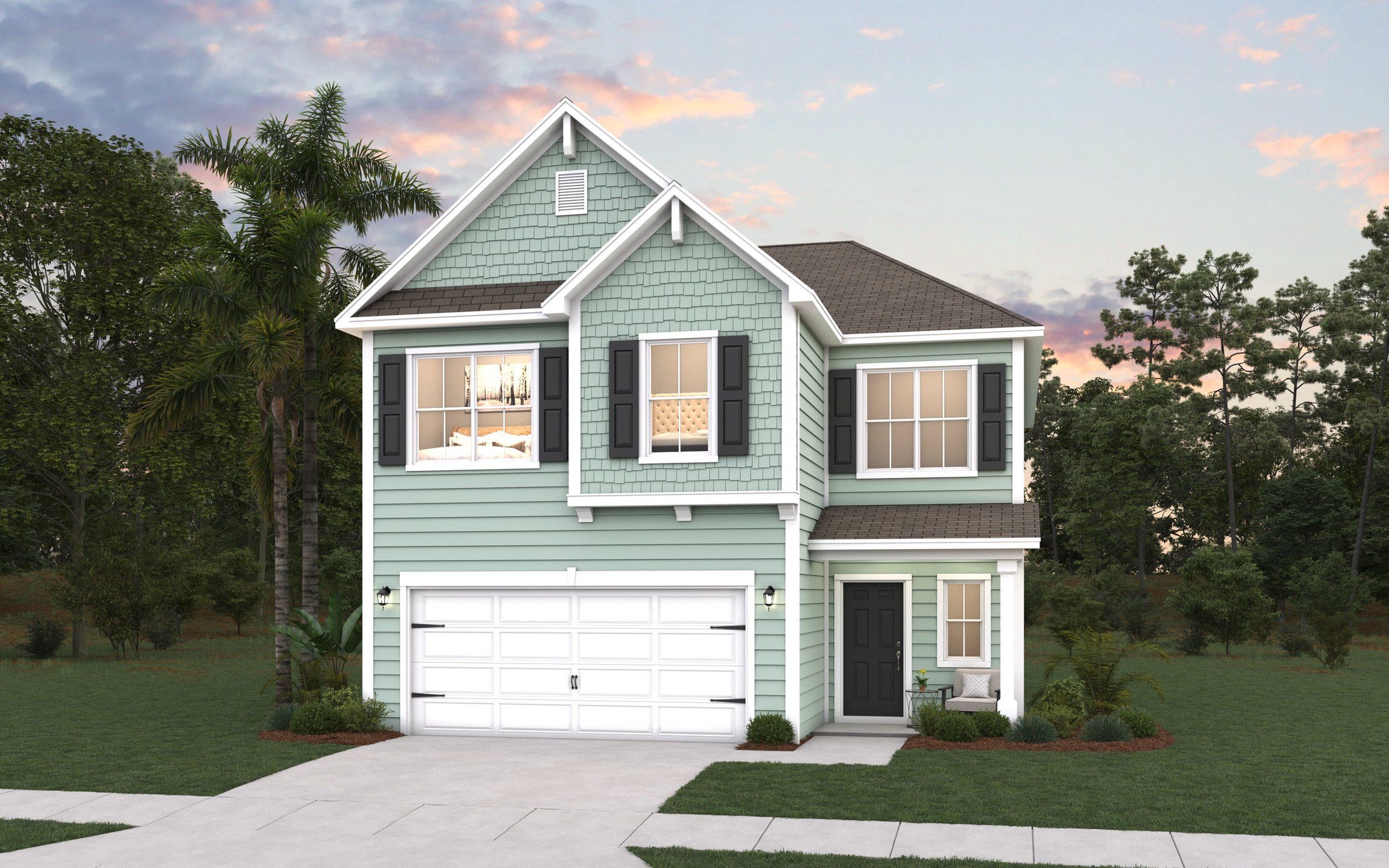 Front exterior of a new home in Sweetgrass Station, Summerville, SC, highlighting curb appeal (Image 1). Front exterior of a new home in Sweetgrass Station, Summerville, SC, highlighting curb appeal (Image 1).