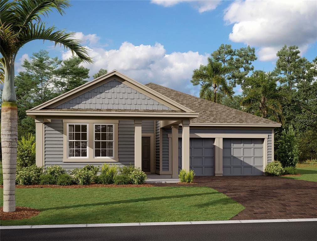 Front exterior of a new home in Trailside, Mount Dora, FL, highlighting curb appeal (Image 1). Front exterior of a new home in Trailside, Mount Dora, FL, highlighting curb appeal (Image 1).