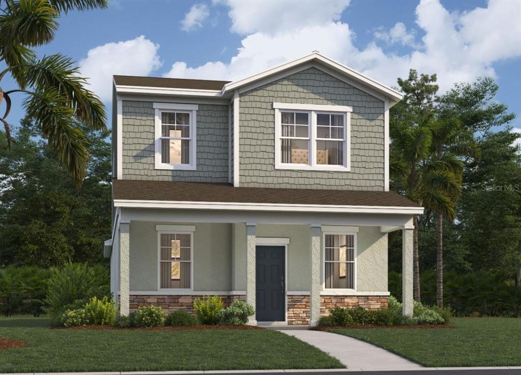 Front exterior of a new home in Spring Walk at the Junction, Debary, FL, highlighting curb appeal (Image 1). Front exterior of a new home in Spring Walk at the Junction, Debary, FL, highlighting curb appeal (Image 1).