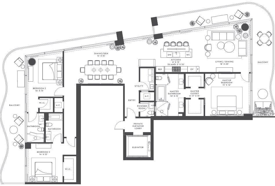 2D floor plan layout for the Model 06 by Related Group in Casamar, Pompano Beach, FL (Image 1).